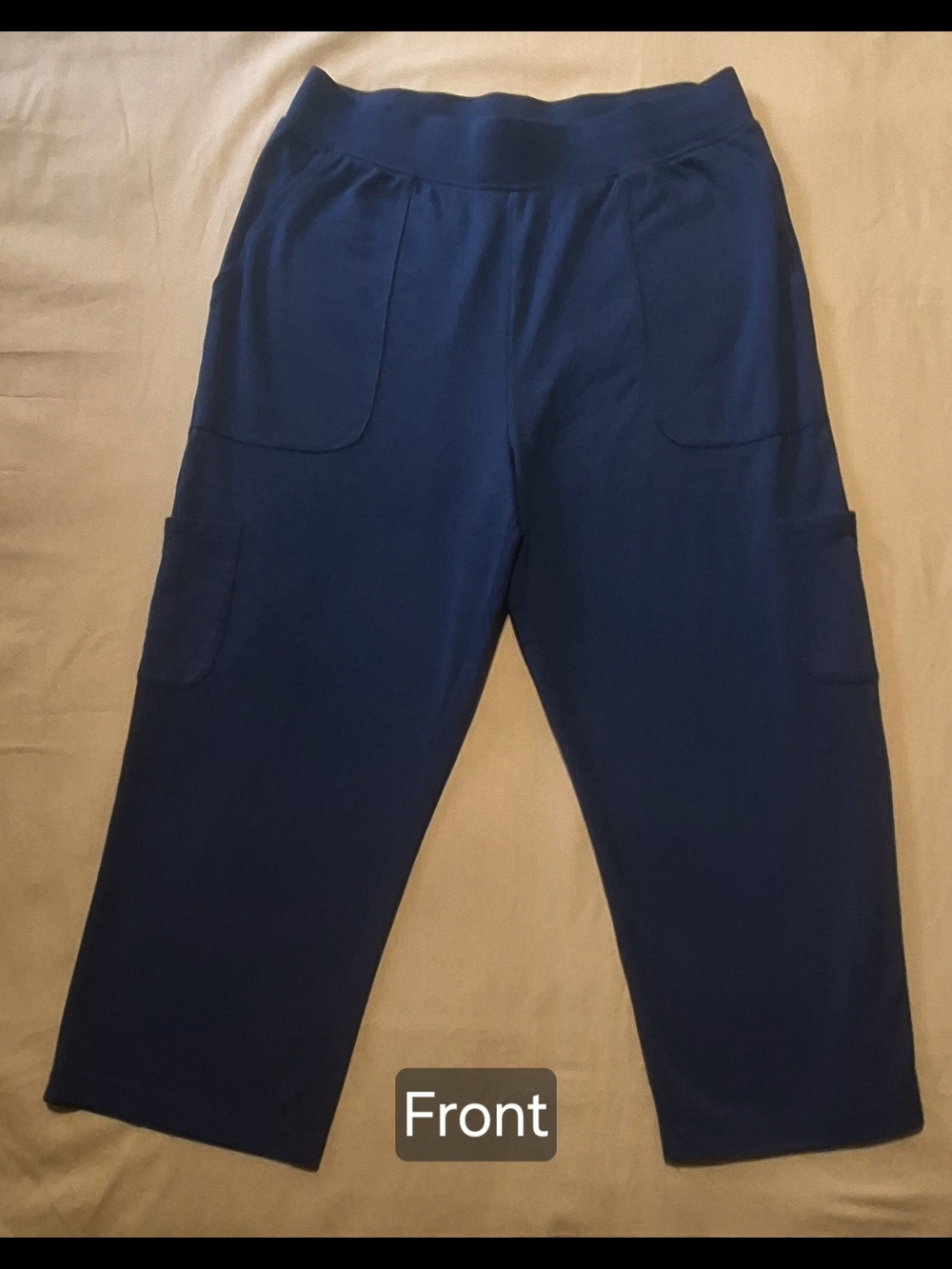 Blair Women's Elastic Waist Capri Pants W/Functional Side Pockets, Navy, Medium